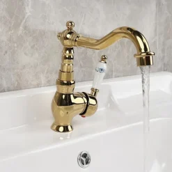 Bathroom Faucet Sink Mixer Basin Taps with Cold and Hot Hose, Deck Mounted Vessel Tap