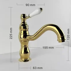 Bathroom Faucet Sink Mixer Basin Taps Deck Mounted, Washroom Vessel Water Brass Tap Single Handle One Hole Golden Chrome