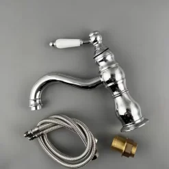 Bathroom Faucet Sink Mixer Basin Taps Deck Mounted, Washroom Vessel Water Brass Tap Single Handle One Hole Golden Chrome