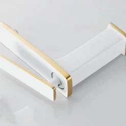 Bathroom Faucet Sink Mixer Basin Taps Deck Mounted, Monobloc Single Handle Cermaic Valve Washroom Taps with Cold and Hot Hose Black Golden White Chrome