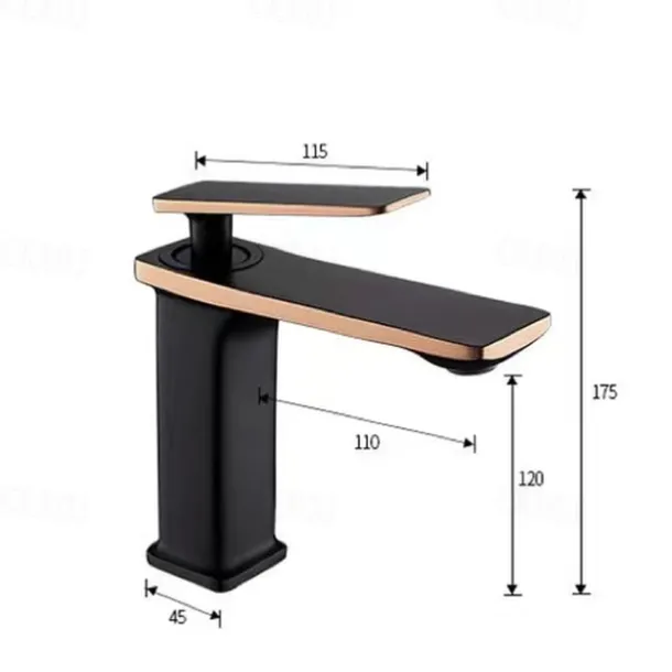 Bathroom Faucet Sink Mixer Basin Taps Deck Mounted, Monobloc Single Handle Cermaic Valve Washroom Taps with Cold and Hot Hose Black Golden White Chrome