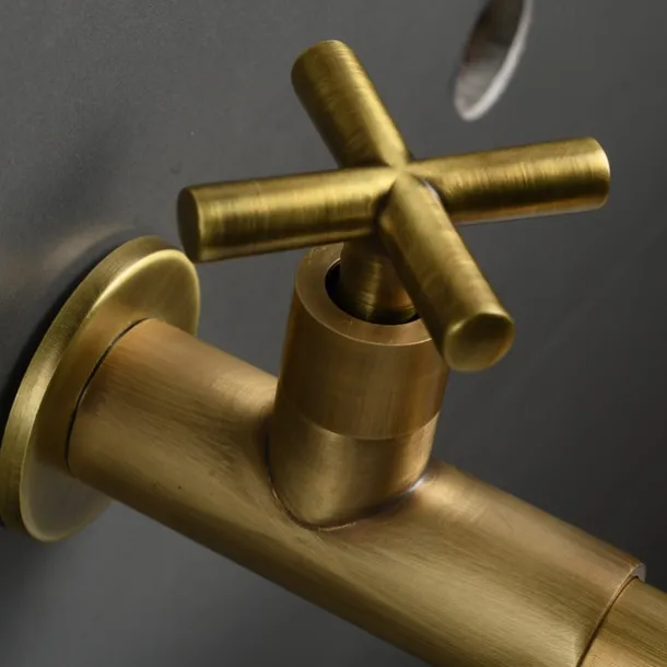 Bathroom Faucet Sink Only Cold Water Basin Taps Wall Mounted, 360 Rotates Single Handle Antique Brass Washroom Vessel Tap Black Chrome Golden White