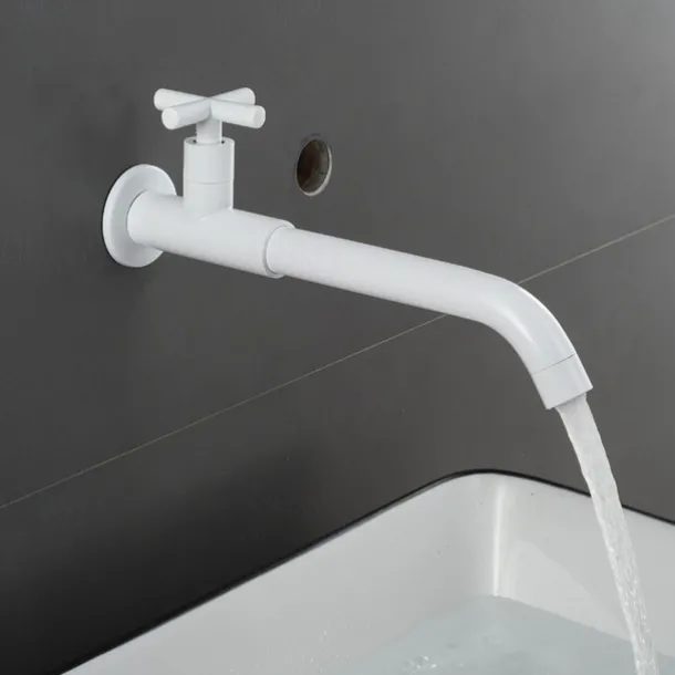 Bathroom Faucet Sink Only Cold Water Basin Taps Wall Mounted, 360 Rotates Single Handle Antique Brass Washroom Vessel Tap Black Chrome Golden White