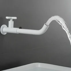 Bathroom Faucet Sink Only Cold Water Basin Taps Wall Mounted, 360 Rotates Single Handle Antique Brass Washroom Vessel Tap Black Chrome Golden White