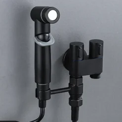 Bathroom Handheld Shower Bidet Shattaf Sprayer Wall Mount, Toilet Hand Held Bidet Shower Spray Wall Mounted Diaper Bathing Pets Feminine Hygiene Cleaning