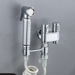 Bathroom Handheld Shower Bidet Shattaf Sprayer Wall Mount, Toilet Hand Held Bidet Shower Spray Wall Mounted Diaper Bathing Pets Feminine Hygiene Cleaning