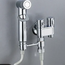 Bathroom Handheld Shower Bidet Shattaf Sprayer Wall Mount, Toilet Hand Held Bidet Shower Spray Wall Mounted Diaper Bathing Pets Feminine Hygiene Cleaning