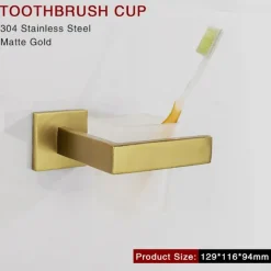 Bathroom Hardware Accessories Stainless Steel Wall Mounted Brushed Nickel Towel Bar Hand Towel Holder Toilet Paper Holder Robe Towel Hook Coat Hook Towel Bar (Gold)