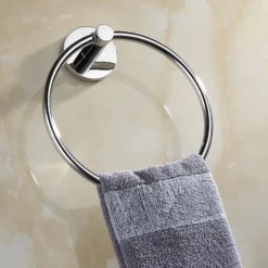 Bathroom Hardware Accessory Towel Ring/Toilet Paper Holder/Robe Hook/Soap Dish and Towel Holder Stainless Steel Wall Mounted Silver