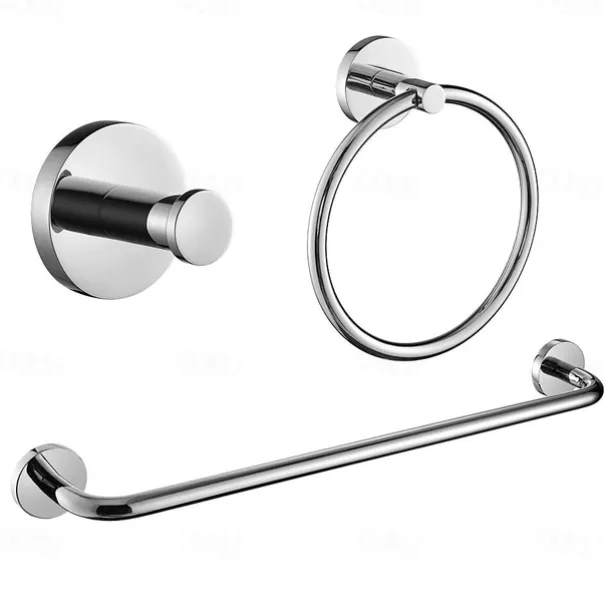 Bathroom Hardware Accessory Towel Ring/Toilet Paper Holder/Robe Hook/Soap Dish and Towel Holder Stainless Steel Wall Mounted Silver
