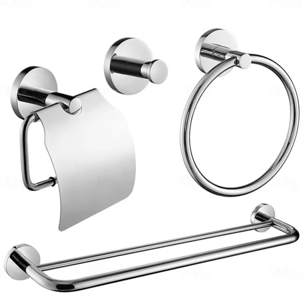 Bathroom Hardware Accessory Towel Ring/Toilet Paper Holder/Robe Hook/Soap Dish and Towel Holder Stainless Steel Wall Mounted Silver