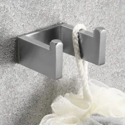 Bathroom Hardware Accessory Set Include Robe Hook, Towel Bar, Towel Holder, Toilet Paper Holder, Self-adhesive Brushed Stainless Steel Silvery