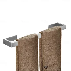 Bathroom Hardware Accessory Set Include Robe Hook, Towel Bar, Towel Holder, Toilet Paper Holder, Self-adhesive Brushed Stainless Steel Silvery