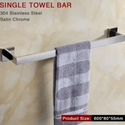 Bathroom Hardware Accessories Stainless Steel Wall Mounted Brushed Nickel Towel Bar Hand Towel Holder Toilet Paper Holder Robe Towel Hook Coat Hook Towel Bar (Bright Silver)