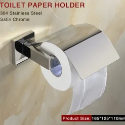 Bathroom Hardware Accessories Stainless Steel Wall Mounted Brushed Nickel Towel Bar Hand Towel Holder Toilet Paper Holder Robe Towel Hook Coat Hook Towel Bar (Bright Silver)