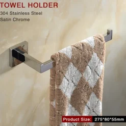 Bathroom Hardware Accessories Stainless Steel Wall Mounted Brushed Nickel Towel Bar Hand Towel Holder Toilet Paper Holder Robe Towel Hook Coat Hook Towel Bar (Bright Silver)