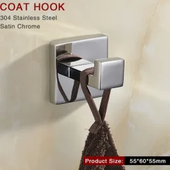 Bathroom Hardware Accessories Stainless Steel Wall Mounted Brushed Nickel Towel Bar Hand Towel Holder Toilet Paper Holder Robe Towel Hook Coat Hook Towel Bar (Bright Silver)