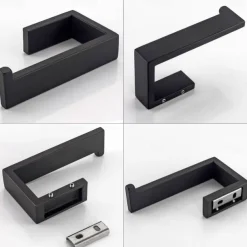 Bathroom Hardware Set 4 Pieces, SUS304 Stainless Steel Remodeled Wall Mounted Bathroom Accessories, Include 1 Robe Hook, 1 Towel Holder.1 Toilet Paper Holder,1 Toliet Brush Sets