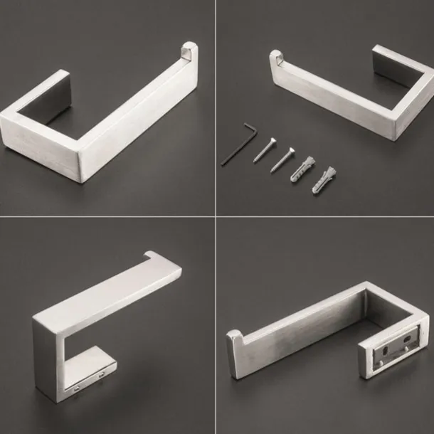 Bathroom Hardware Set 4 Pieces, SUS304 Stainless Steel Remodeled Wall Mounted Bathroom Accessories, Include 1 Robe Hook, 1 Towel Holder.1 Toilet Paper Holder,1 Toliet Brush Sets