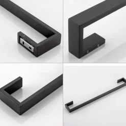 Bathroom Hardware Set 4 Pieces, SUS304 Stainless Steel Remodeled Wall Mounted Bathroom Accessories, Include 1 Robe Hook, 1 Towel Holder.1 Toilet Paper Holder,1 Toliet Brush Sets