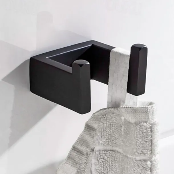 Bathroom Hardware Set 4 Pieces, SUS304 Stainless Steel Remodeled Wall Mounted Bathroom Accessories, Include 1 Robe Hook, 1 Towel Holder.1 Toilet Paper Holder,1 Toliet Brush Sets