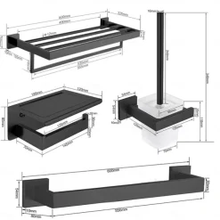 Bathroom Hardware Set 4 Pieces, SUS304 Stainless Steel Remodeled Wall Mounted Bathroom Accessories, Include 1 Towel Rack, 1 Towel Holder.1 Toilet Paper Holder,1 Toliet Brush Sets