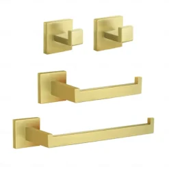 Bathroom Hardware Set 4 Pieces, SUS304 Stainless Steel Remodeled Wall Mounted Bathroom Accessories, Include 2 Robe Hook, 2 Towel Holder