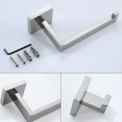 Bathroom Hardware Set 4 Pieces, SUS304 Stainless Steel Wall Mounted Bathroom Accessories, Include Robe Hook, Toilet Paper Holder, Towel Holder, Towel Bar