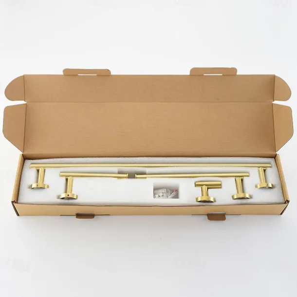 Bathroom Hardware Set Bath Accessory Kit 4 Piece Brushed Gold Metallic Bathroom Accessories Wall Mount 18 Inch Towel Bar Toilet Paper Holder Robe Clothes Hook Stainless Steel