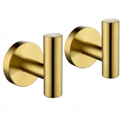 Bathroom Robe Hook New Design Stainless Steel Wall Mounted Golden 2 pcs