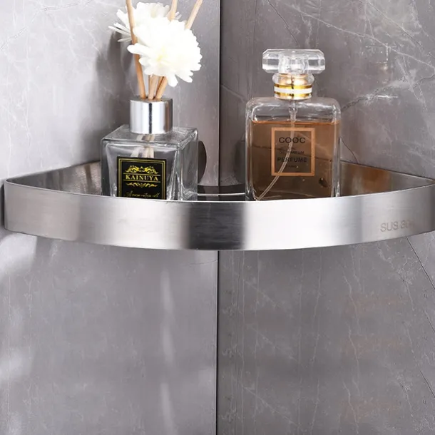 Bathroom Shelf New Design Multifunction Triangle Bath Corner Shelf Stainless Steel Wall Mounted Matte Black and Silvery 1pc