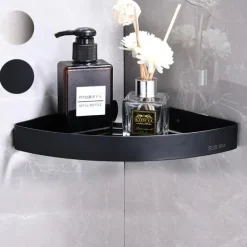 Bathroom Shelf New Design Multifunction Triangle Bath Corner Shelf Stainless Steel Wall Mounted Matte Black and Silvery 1pc