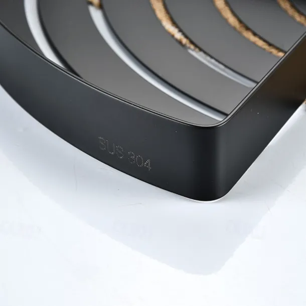 Bathroom Shelf New Design Multifunction Triangle Bath Corner Shelf Stainless Steel Wall Mounted Matte Black and Silvery 1pc