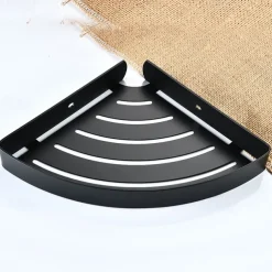 Bathroom Shelf New Design Multifunction Triangle Bath Corner Shelf Stainless Steel Wall Mounted Matte Black and Silvery 1pc