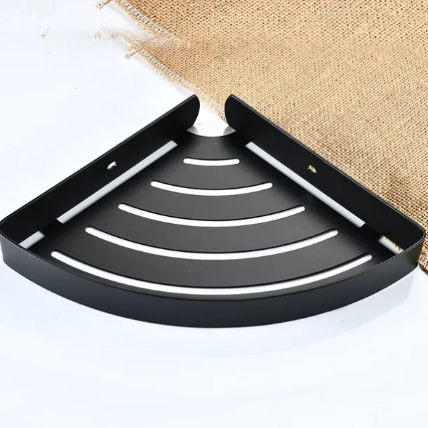 Bathroom Shelf New Design Multifunction Triangle Bath Corner Shelf Stainless Steel Wall Mounted Matte Black and Silvery 1pc