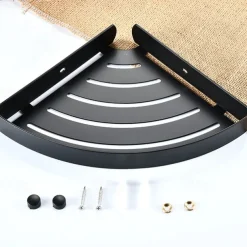 Bathroom Shelf New Design Multifunction Triangle Bath Corner Shelf Stainless Steel Wall Mounted Matte Black and Silvery 1pc