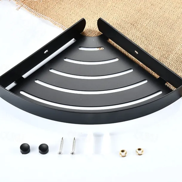 Bathroom Shelf New Design Multifunction Triangle Bath Corner Shelf Stainless Steel Wall Mounted Matte Black and Silvery 1pc