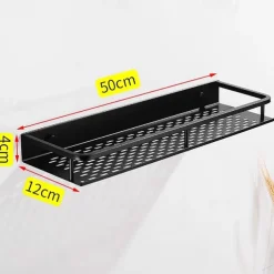 Bathroom Shelf New Design Modern Aluminum Material Bathroom Storage Rack Wall Mounted Black 1pc