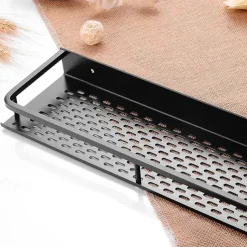 Bathroom Shelf New Design Modern Aluminum Material Bathroom Storage Rack Wall Mounted Black 1pc