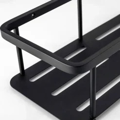 Bathroom Shelf Rectangle Wall Mounted Rustic Stainless Steel Storage Set for Living Room and Bathroom Matte Black 1PC