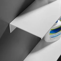 Bathroom Shelf Self-adhesive Bath Storage Rack 30-50cm Modern Space Aluminum Rust-proof Bathroom Organizer Wall Shelf (Black/White)