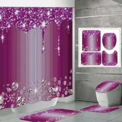 Bathroom Shower Curtain with 12 Hooks 180cm*180cm(70