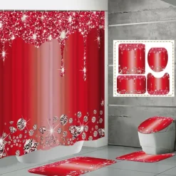 Bathroom Shower Curtain with 12 Hooks 180cm*180cm(70