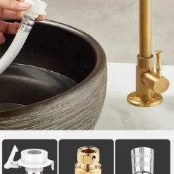 Bathroom Sink Faucet - Classic Antique Brass Mount Outside Single Handle One HoleBath Taps