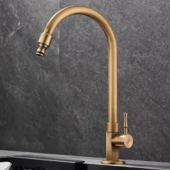 Bathroom Sink Faucet - Classic Antique Brass Mount Outside Single Handle One HoleBath Taps