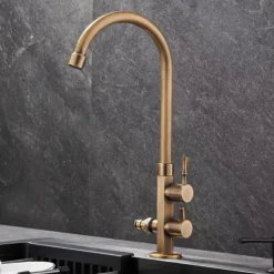 Bathroom Sink Faucet - Classic Antique Brass Mount Outside Single Handle One HoleBath Taps