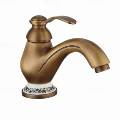Bathroom Sink Faucet - Classic Antique Brass Centerset Single Handle One HoleBath Taps