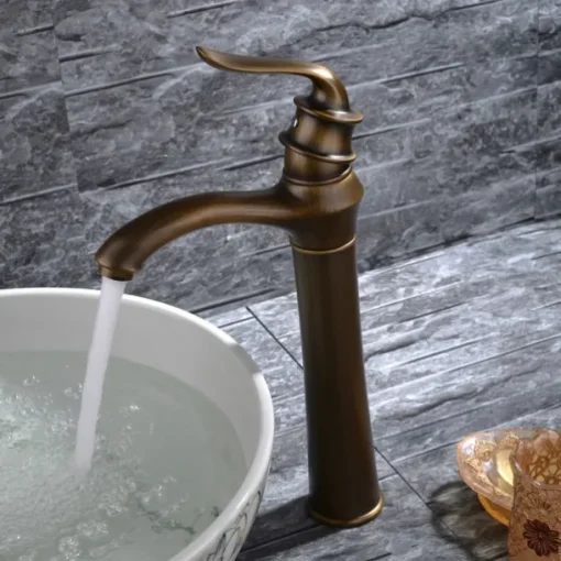 Bathroom Sink Faucet - Classic Antique Brass Free Standing Single Handle One HoleBath Taps