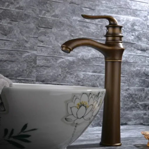 Bathroom Sink Faucet - Classic Antique Brass Free Standing Single Handle One HoleBath Taps