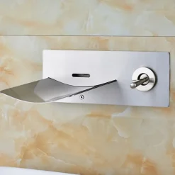 Bathroom Sink Faucet - LED / Wall Mount / Waterfall Nickel Brushed Wall Mounted Two Holes / Single Handle Two HolesBath Taps
